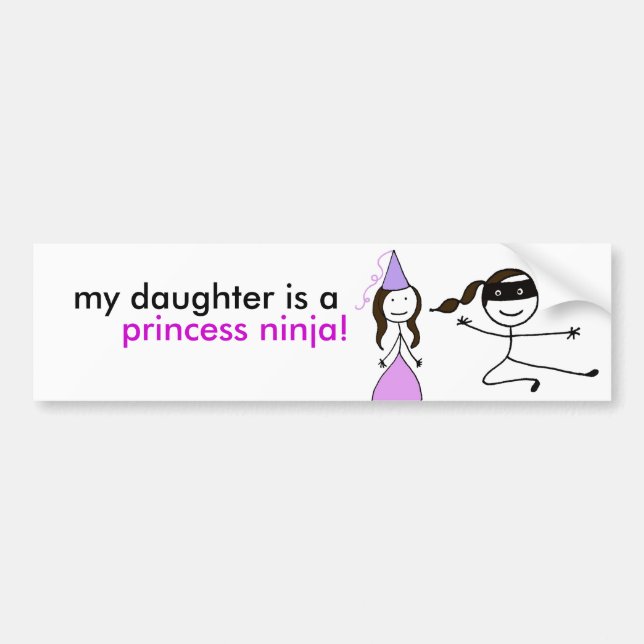 Autocollant De Voiture Ma fille est une princesse Ninja. (Devant)