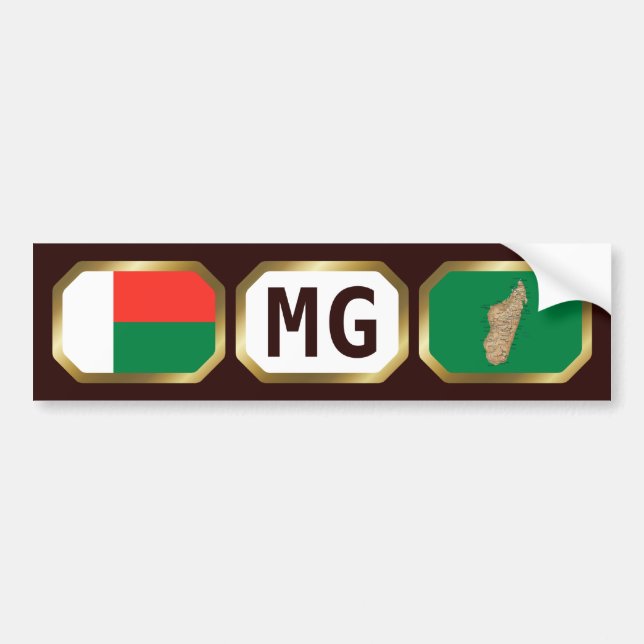 Autocollant De Voiture Madagascar - Code de la carte du drapeau (Devant)