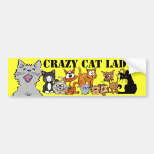 Autocollant De Voiture Madame folle adhésif pour pare-chocs de chat