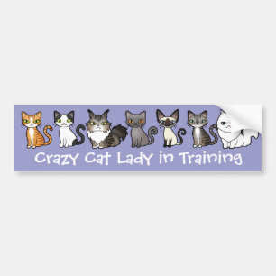Autocollant De Voiture Madame folle de chat dans la formation (concevez