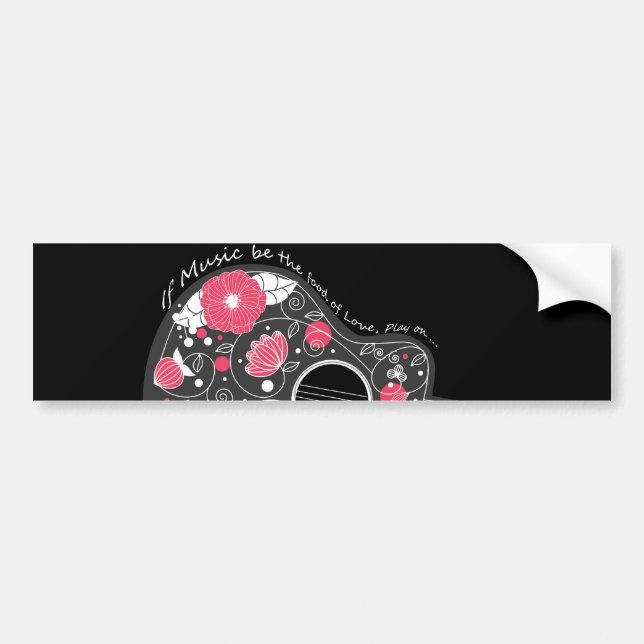 Autocollant De Voiture Magnifique guitare cool mignonne à la mode fleurs  (Devant)