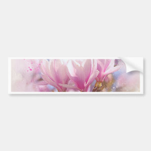 Autocollant De Voiture Magnolia Rose Violet en Fleur - Fleur de Printemps