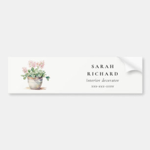 Autocollant De Voiture Maison Florale en pots Plante Aquarelle Botanique