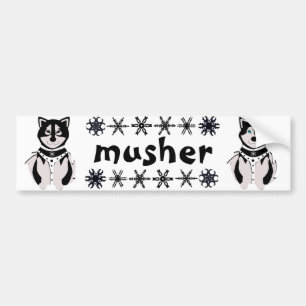 Autocollant De Voiture Malamute de "Musher" et chiens de traîneau enroués