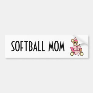 Autocollant De Voiture Maman mignonne du base-ball - rose d'ours de