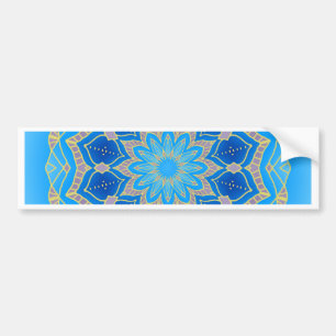 Autocollant De Voiture Mandala en bleu électrique et turquoise