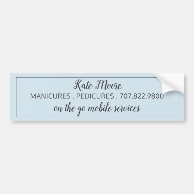 Autocollant De Voiture Manucure Pedicure Bleu Pâle Promotionnel (Devant)