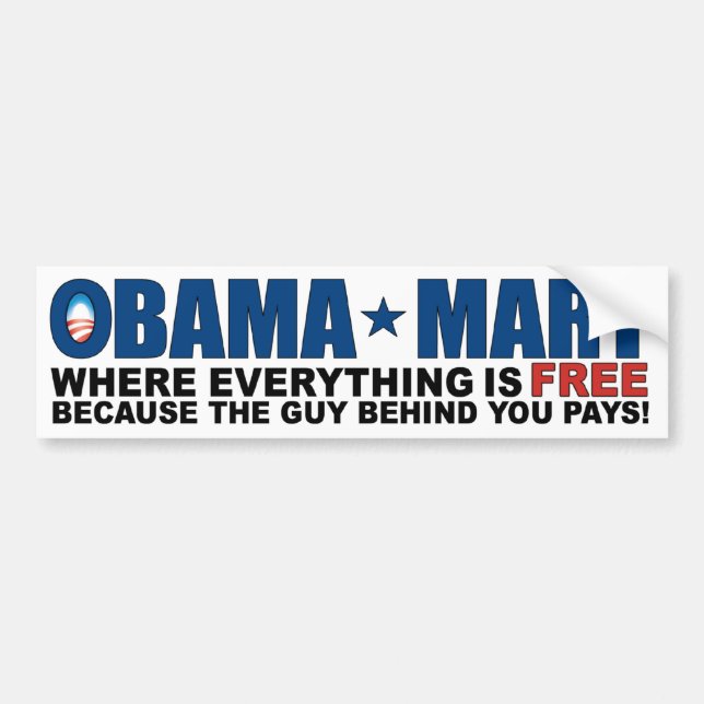 Autocollant De Voiture Marché d'Obama - où tout est libre ! (Devant)