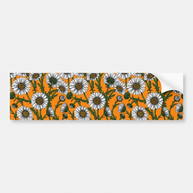 Autocollant De Voiture Marguerites sur orange (Devant)