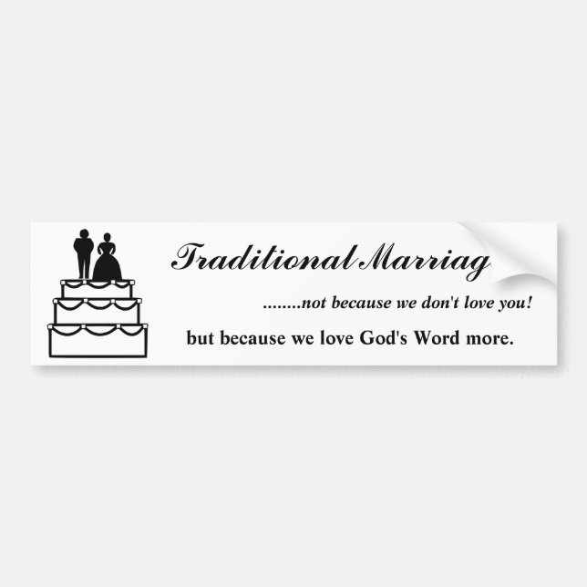 Autocollant De Voiture Mariage traditionnel, parce que nous vous aimons (Devant)