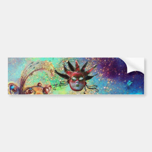 Autocollant De Voiture MASQUE JESTER ROUGE NOIR, Fête Mascarade