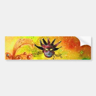 Autocollant De Voiture MASQUE JESTER ROUGE NOIR, Fête Mascarade Jaune