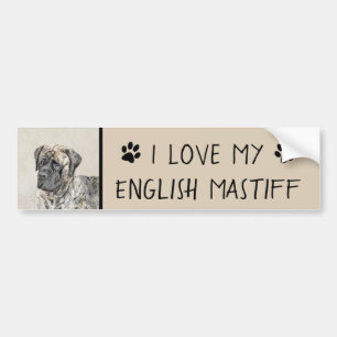 Autocollant De Voiture Mastiff anglais (Brindle) Peinture - Chien Art