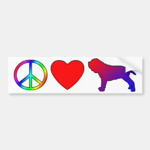 Autocollant De Voiture Mastiff napolitains d'amour de paix