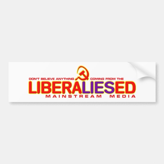 Autocollant De Voiture Médias de courant principal de LiberaLIESed (Devant)