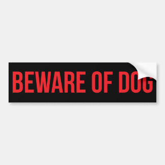Autocollant De Voiture Méfiez-vous du chien rouge sur le noir