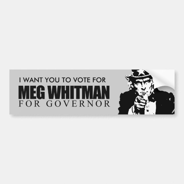 Autocollant De Voiture Meg Whitman pour le gouverneur (Devant)