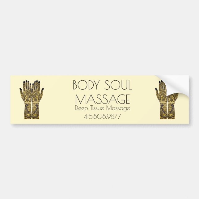 Autocollant De Voiture Mehndi Tattoo Hands Promotional Massage Holistic (Devant)
