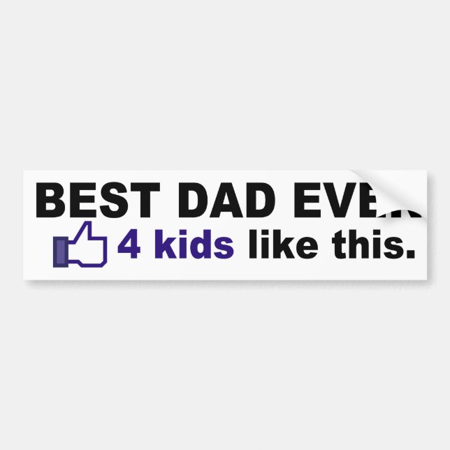 Autocollant De Voiture MEILLEUR PAPA JAMAIS, 4 enfants comme ça (Devant)