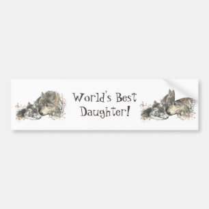 AUTOCOLLANT DE VOITURE MEILLEURE FEMME DU MONDE, CITATION ANIMALE DE LOUP