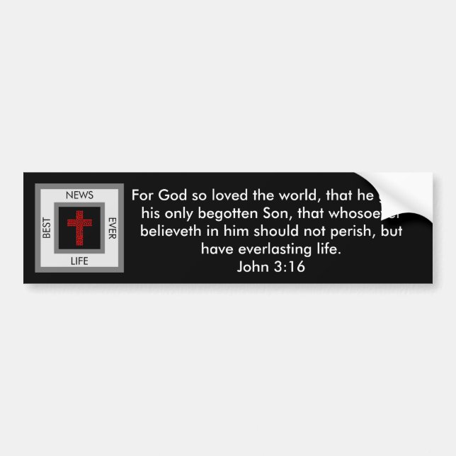 Autocollant De Voiture Meilleures Nouvelles Jamais John 3:16 Sticker pare (Devant)
