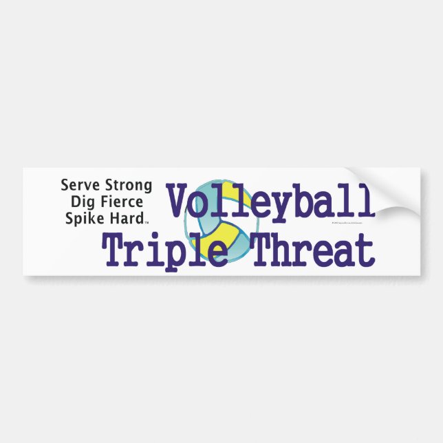 Autocollant De Voiture Menace SUPÉRIEURE de triple de volleyball (Devant)