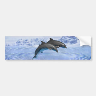 Autocollant De Voiture Mer bleue de dauphins en clair