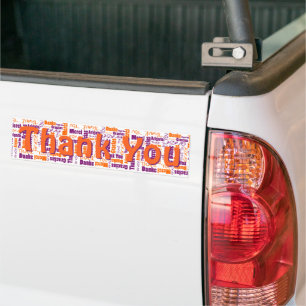 Autocollant De Voiture Merci multilingue violet et orange personnalisé