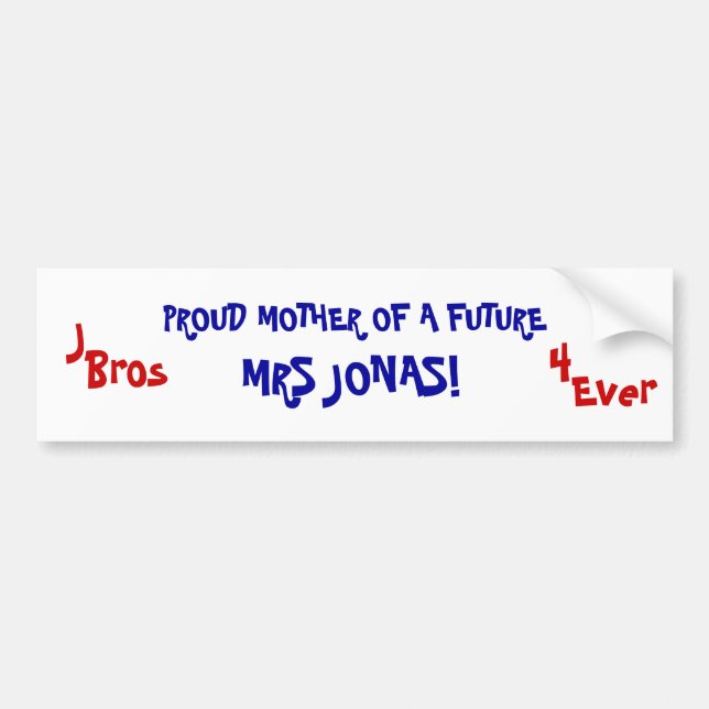Autocollant De Voiture MÈRE FIÈRE D'UN AVENIR, MME JONAS ! , J, Bros,… (Devant)