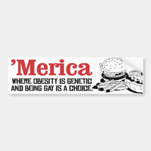 Autocollant De Voiture Merica - Où l'obésité est génétique et où l'homose