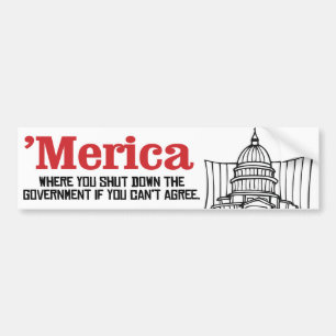 Autocollant De Voiture Merica - Où vous fermez le gouvernement si vous