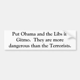 Autocollant De Voiture Mettez Obama et les bibliothèques dans Gitmo. Il