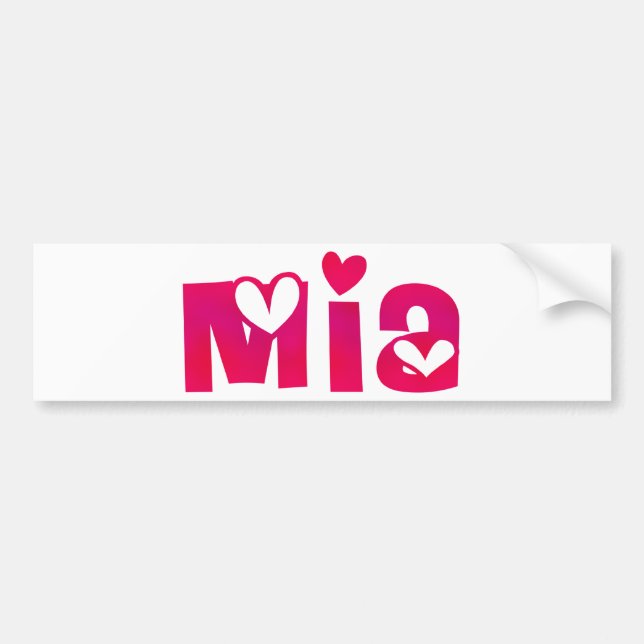 Autocollant De Voiture Mia dans les coeurs (Devant)