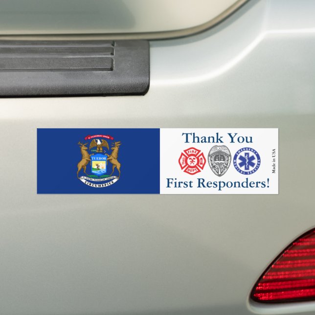 Autocollant De Voiture Michigan Merci premiers intervenants (En voiture)
