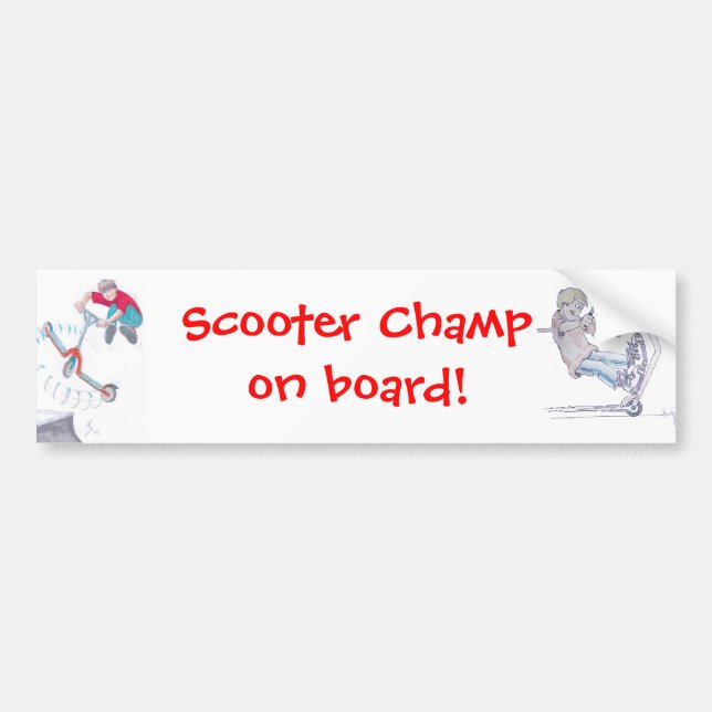 Autocollant De Voiture micro scooter microscooter tour dessin animé (Devant)