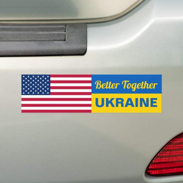 Autocollant De Voiture Mieux Ensemble Ukraine - Drapeau américain (En voiture)