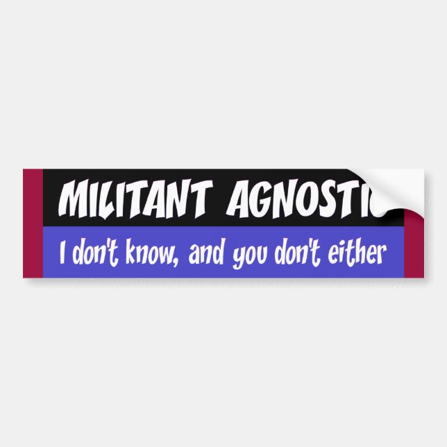 Autocollant De Voiture militant agnostique (Devant)