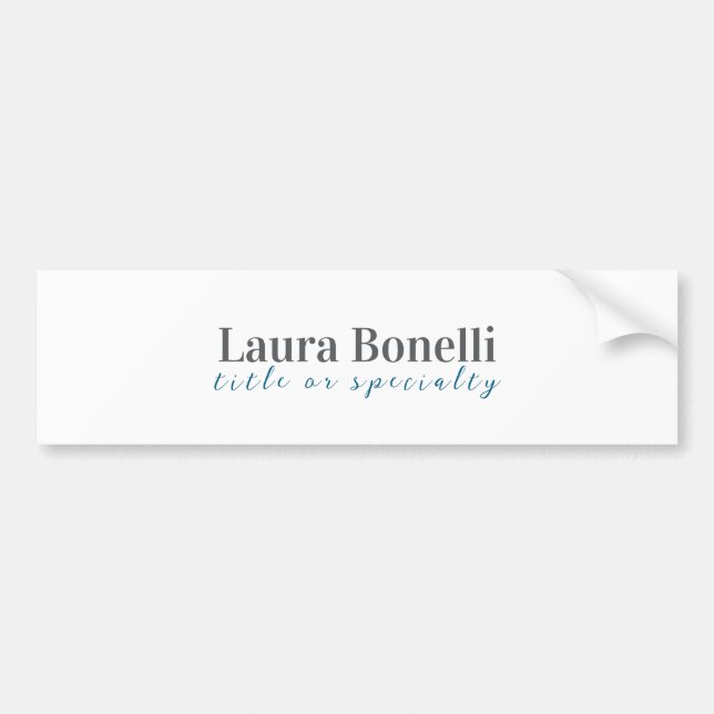 Autocollant De Voiture Minimalist Professional Modern Plain Name Title (Devant)
