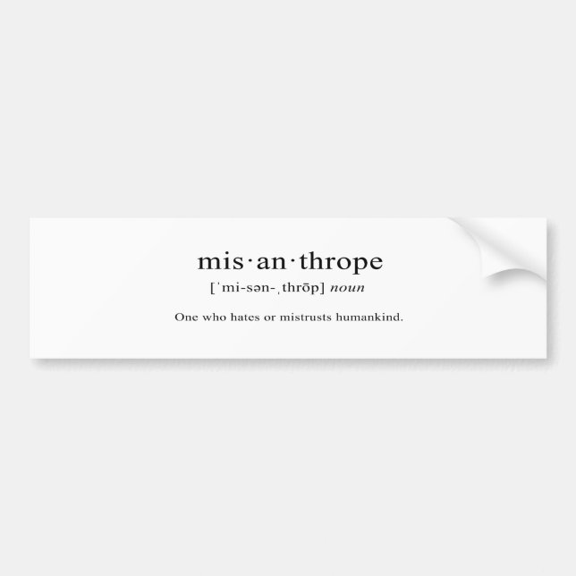 Autocollant De Voiture Misanthrope [définition] (Devant)