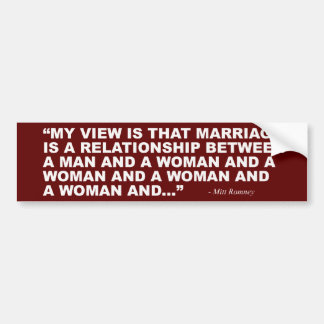 Autocollant De Voiture Mitt Romney sur le mariage homosexuel