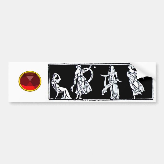 Autocollant De Voiture MODE ANTIQUE Pierre rouge rubis noir blanc (Devant)