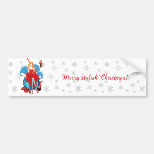 Autocollant De Voiture Mode Noël stylisé gris rouge illustration