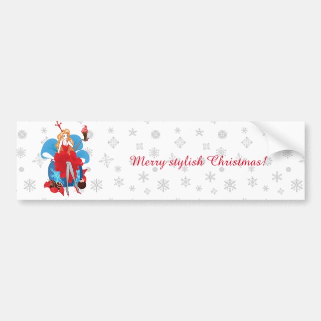 Autocollant De Voiture Mode Noël stylisé gris rouge illustration (Devant)