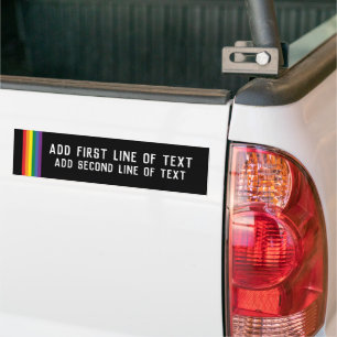 Autocollant De Voiture Modèle de texte personnalisé 2 lignes Rainbow Prid
