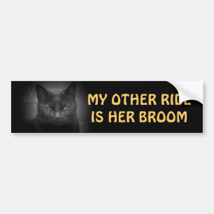 Autocollant De Voiture Mon autre tour est son balai - chat noir