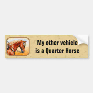 Autocollant De Voiture Mon Autre Véhicule Est Un Quart Cheval Jaune