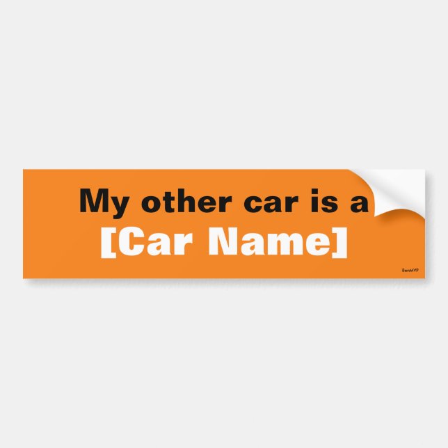 Autocollant De Voiture Mon autre voiture est… (Orange) (Devant)