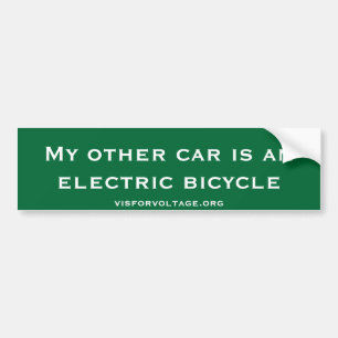 Autocollant De Voiture Mon autre voiture est une bicyclette électrique