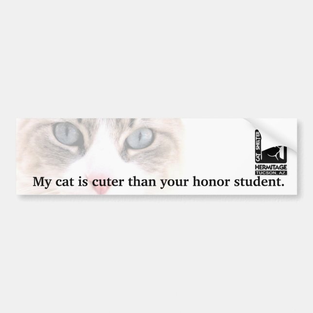 Autocollant De Voiture Mon chat est plus mignon que votre étudiant (Devant)