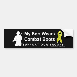 Autocollant De Voiture Mon fils porte des bottes de combat